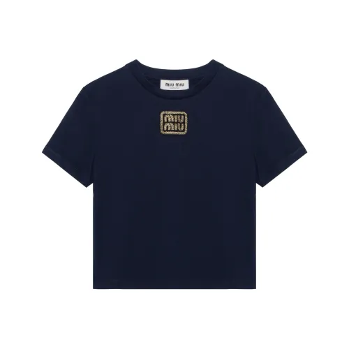 MIU MIU Logo-appliqué Cropped T-shirt
