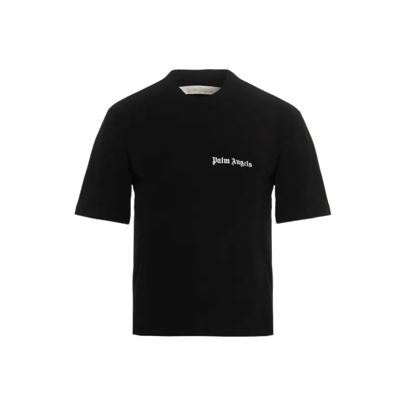 PALM ANGELS Women'ss Logo Fitted T Shirt Black/White-0