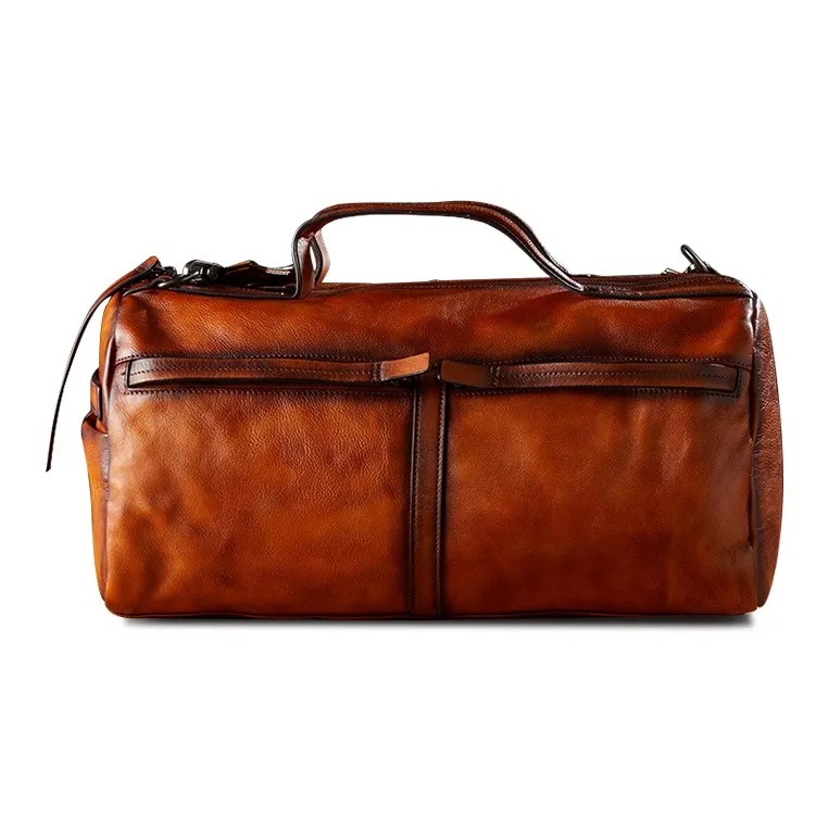 Simple&nature Cow Leather Travel Bag Unisex Light Brown-2