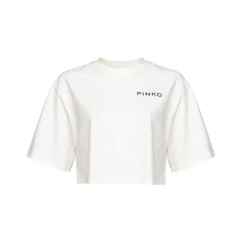 PINKO FW23 Crop Top Pinko Lady T-Shirt Women's White