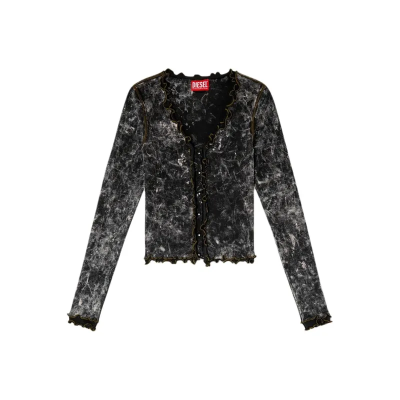 DIESEL T Flux Marbled Buttoned Top-0