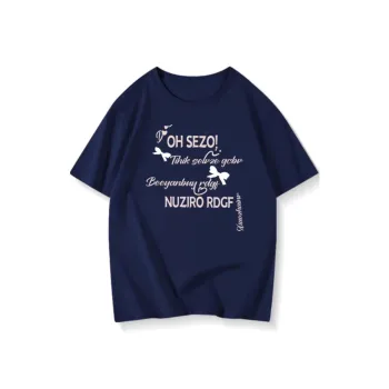 ABCMININ Drop Shoulder Sleeve T Shirt Unisex Navy Blue