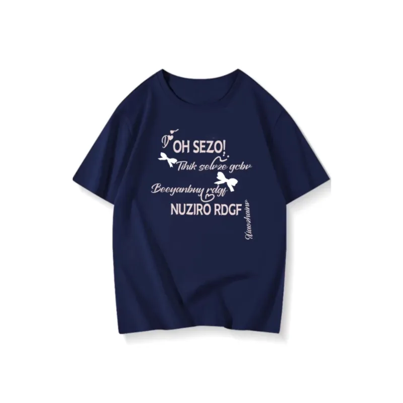 ABCMININ Drop Shoulder Sleeve T Shirt Unisex Navy Blue-0