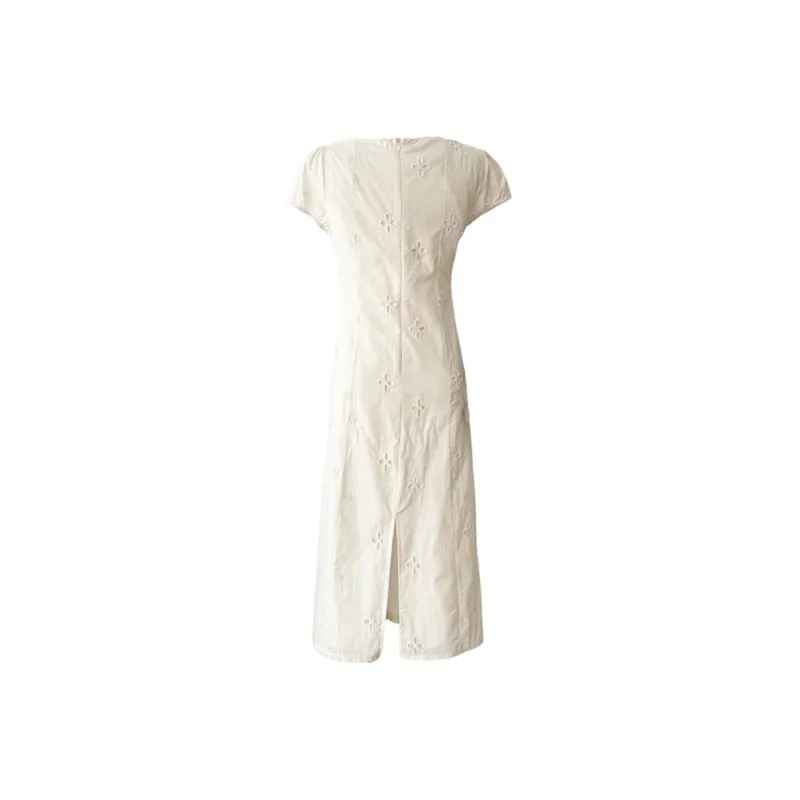 PAZZO Short Sleeved Dress Women's Beige Apricot-1