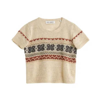 OUR LEGACY Fairisle Knitted Cropped T-shirt