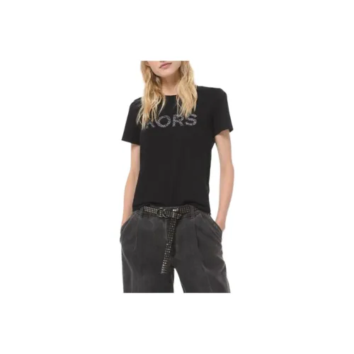 MICHAEL KORS Cheetah-Print Logo Cotton-Jersey T-Shirt T-Shirt Women's Black