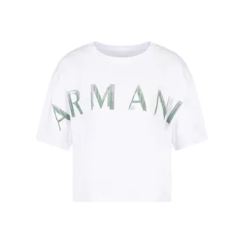 ARMANI EXCHANGEAE Drop Shoulder Sleeve T Shirt Women's Cream White