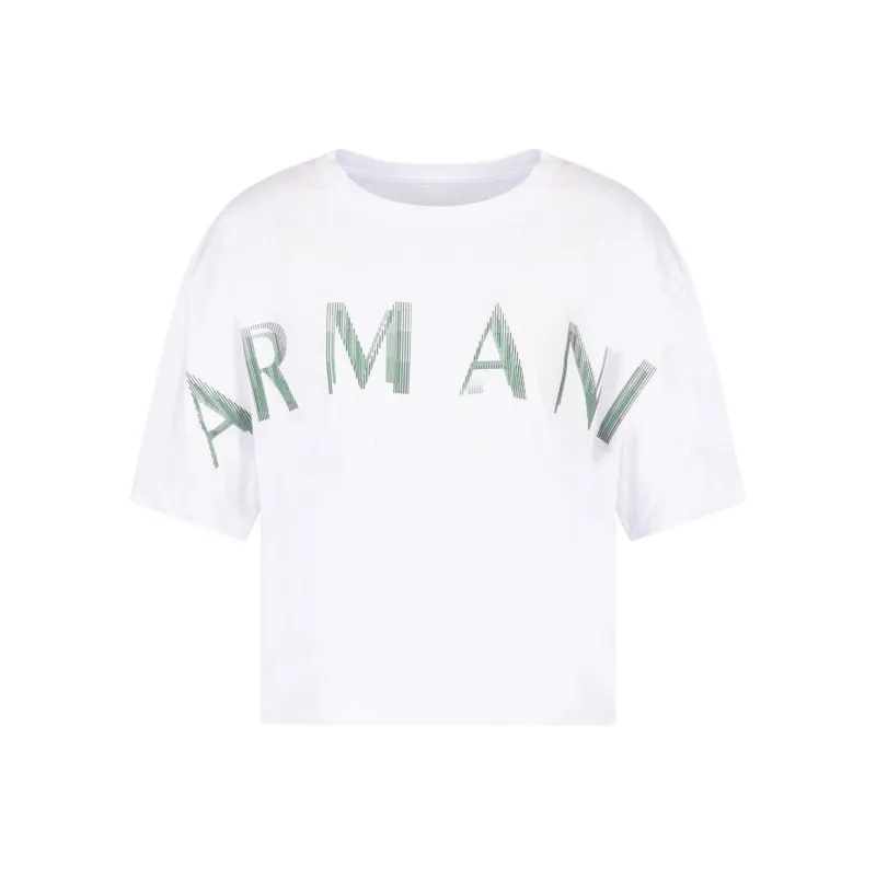 ARMANI EXCHANGEAE Drop Shoulder Sleeve T Shirt Women's Cream White-0