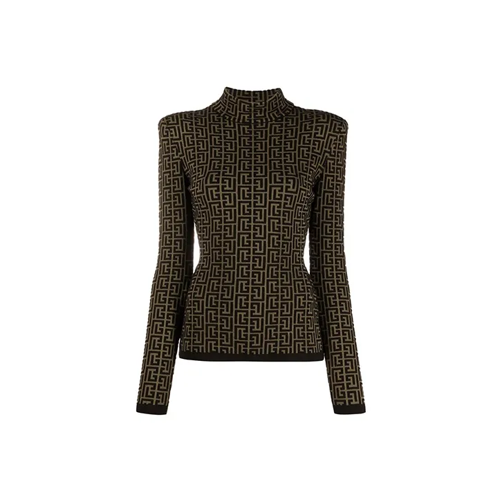 BALMAIN FW21 Slim Fit Sweater Women's Green-0