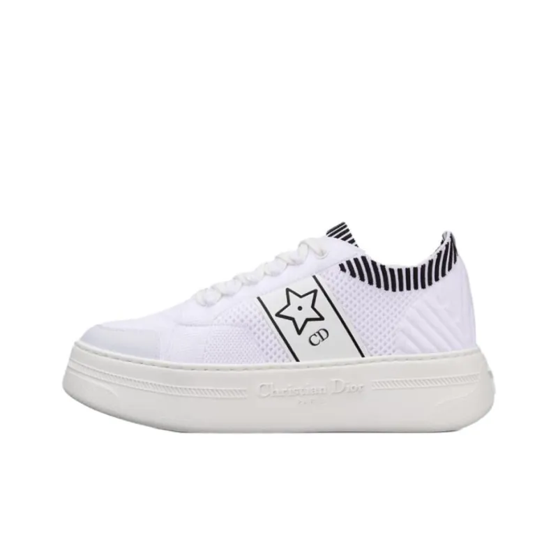 DIOR Star Low Top Skateboard Shoes Women's White-0