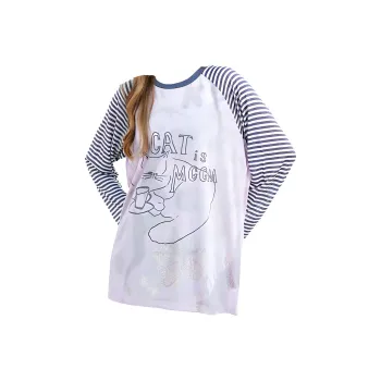 MUGUOGUOMU Summer Raglan Sleeve T Shirt Women's Cherry Blossom Pink Loose Fit