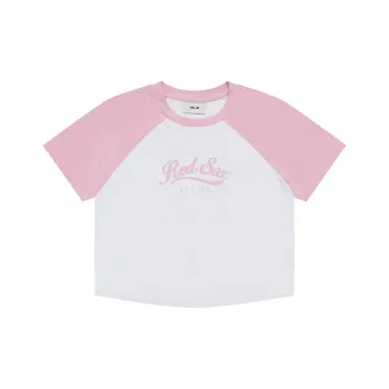 MLB Preppy Style Collection Boston Red Sox SS25 Raglan Sleeve T Shirt Women's Pink