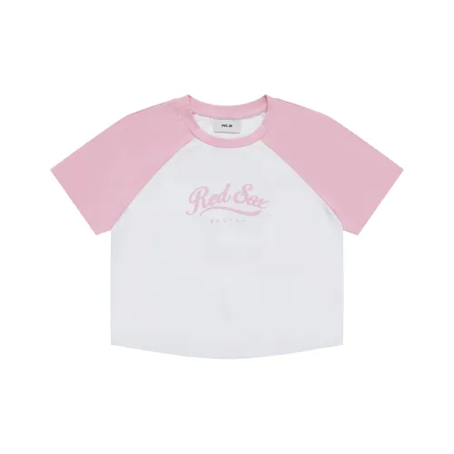 MLB Preppy Style Collection Boston Red Sox SS25 Raglan Sleeve T Shirt Women's Pink