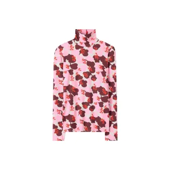 St. John Floral-print Roll-neck Top