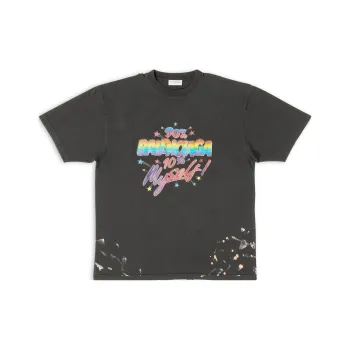 Balenciaga Women's 90/10 Large Fit Vintage T Shirt Black/Multi