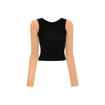 MM6 Maison Margiela Two Toned Numbers Motif Layered Top