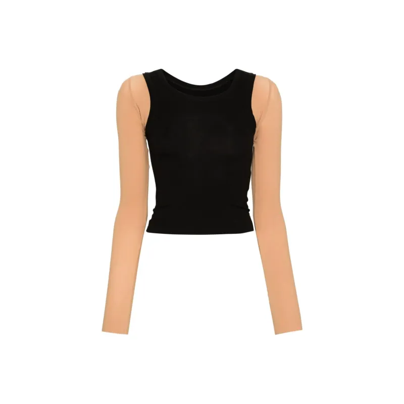 MM6 Maison Margiela Two Toned Numbers Motif Layered Top-0