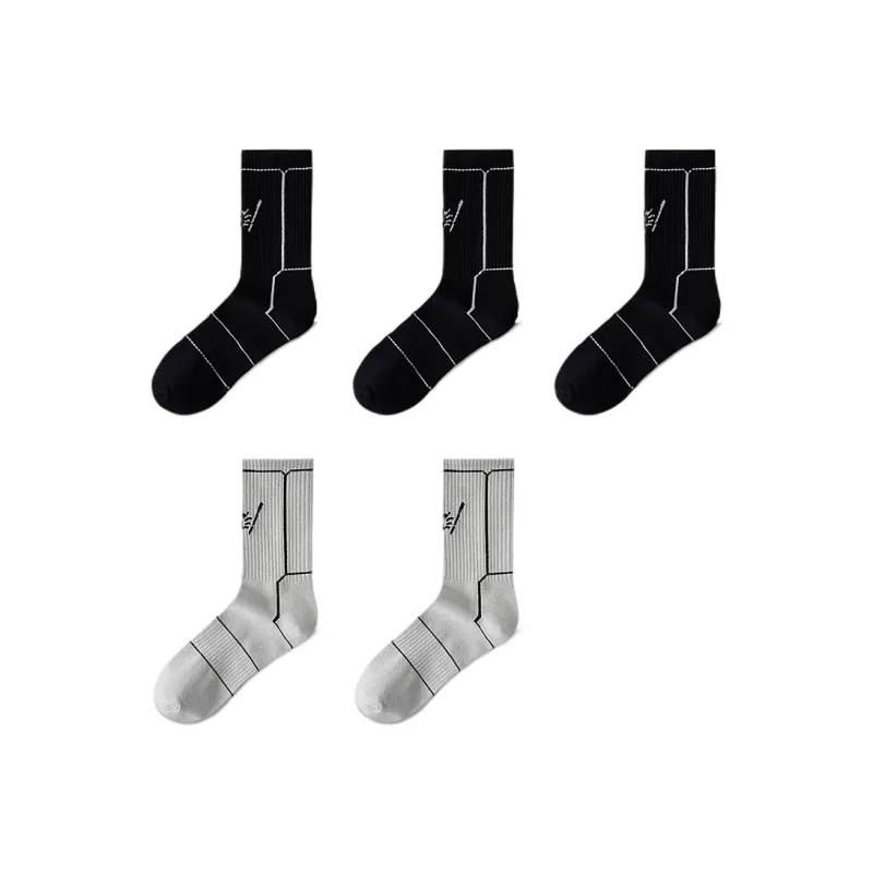 H YXIANG Mid Calf Socks Unisex 5 Pack-18