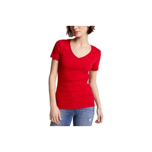 Tommy Hilfiger Favorite V-Neck T-Shirt T-Shirt Women's Red