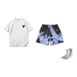 Icebreaker High-Performance Shorts-Black+White Strappy (Random Style)+Comes with Random Sports Socks