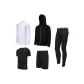 Set (Black Short-sleeved+White Long-sleeved+Black Jacket+Black Shorts+Black Trousers)