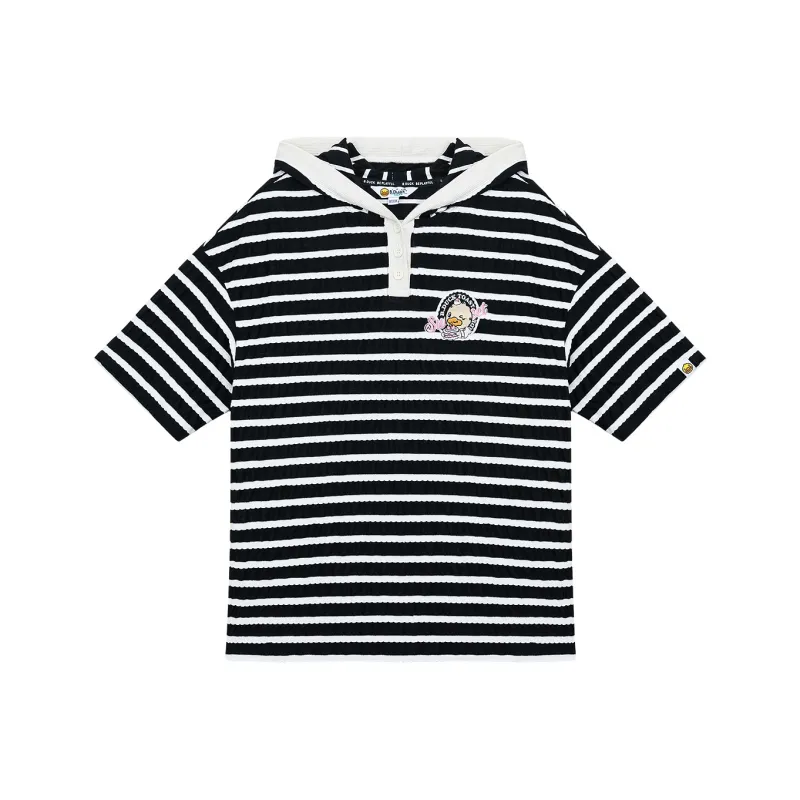 B.Duck T Shirt Women's Black White Stripes-0