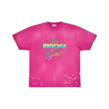 Balenciaga Women's 90/10 Large Fit Vintage T Shirt Dark Pink