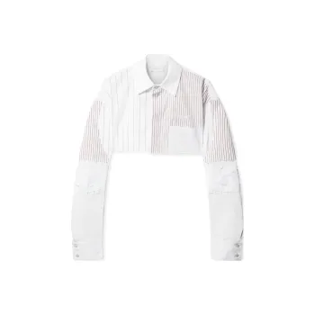 OFF-WHITE Striped Long-Sleeved Cropped Shirt
