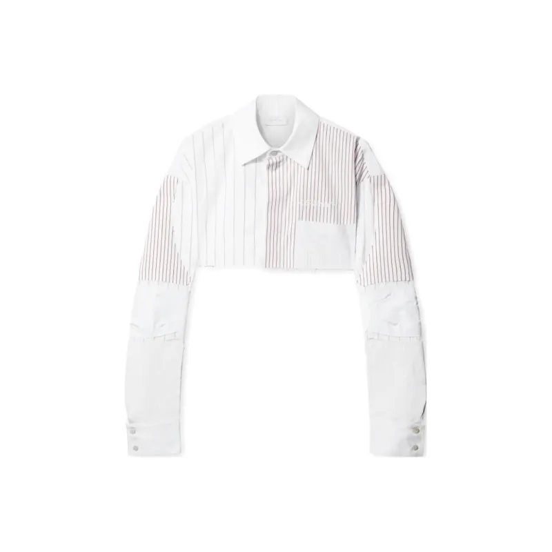 OFF-WHITE Striped Long-Sleeved Cropped Shirt-0