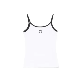 Marine Serre Contrast Trim Moon Logo Ribbed Tank Top