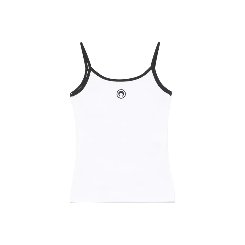 Marine Serre Contrast Trim Moon Logo Ribbed Tank Top-0