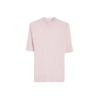 MaxMara Studio Dilly Collection Wool And Silk Polo Neck Sweater Sweater Women's Pink