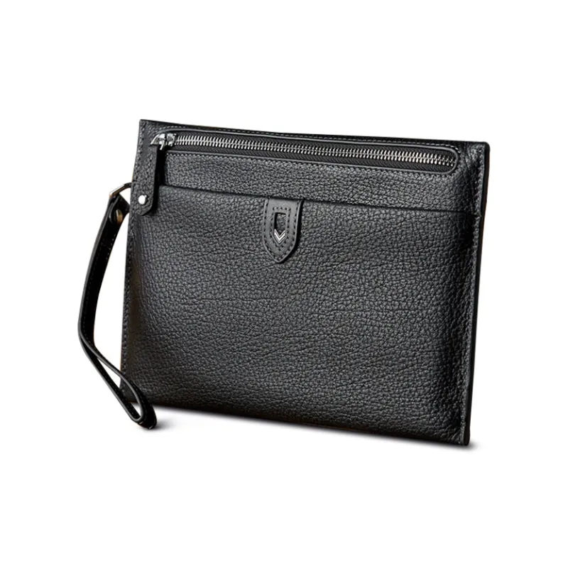 Simple&nature Cow Leather Clutch Regular Unisex Black-1