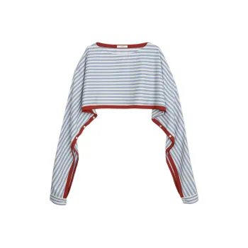 CINOH SS24 Crop Tops Women's Blue White Stripes