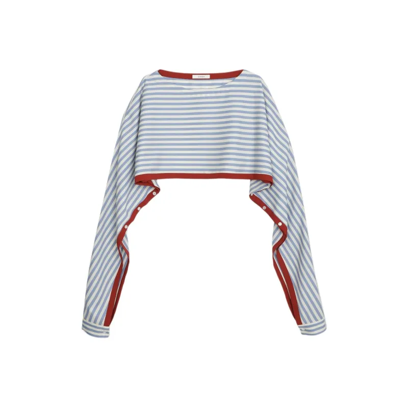CINOH SS24 Crop Tops Women's Blue White Stripes-0