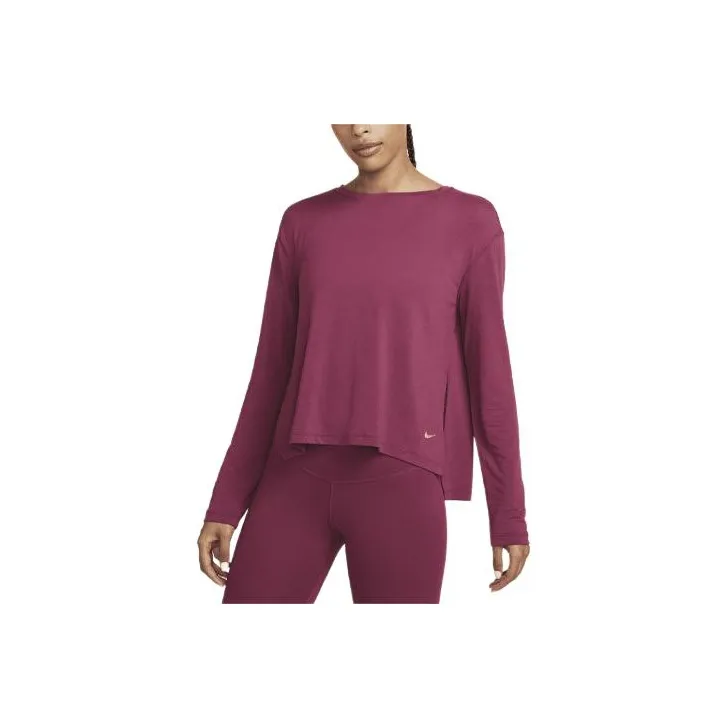 Nike Yoga Dri-FIT T-Shirt Women's Red Wood Color-0