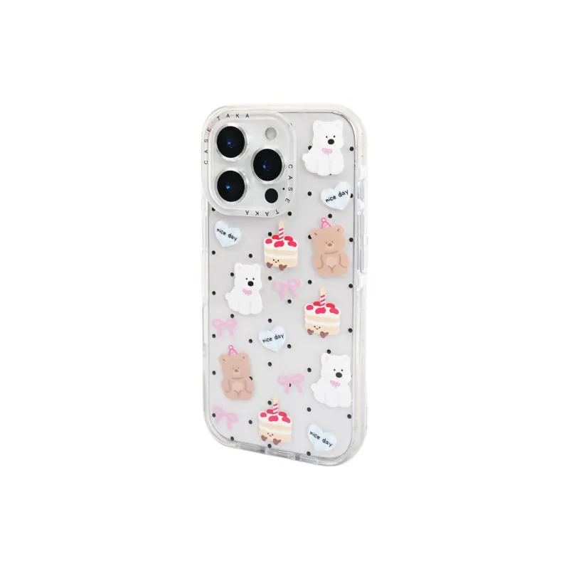 Sopi Acrylic Material Polka Dot Cake Animal Phone Cases Compatible With IPhone 16/15 Pro Max/Apple 13/14 Pro/Max-2