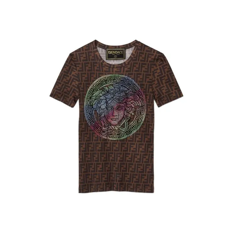 VERSACE Fendace Ff T shirt Brown/Multicolor-0