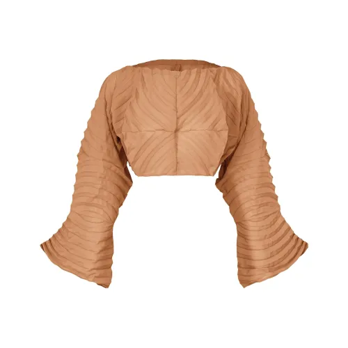 ISSEY MIYAKE Crop Tops Women's Light Brown