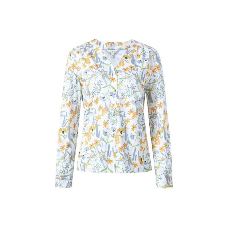 JZ Juzui T-Shirt Women's Floral Beige Yellow-0
