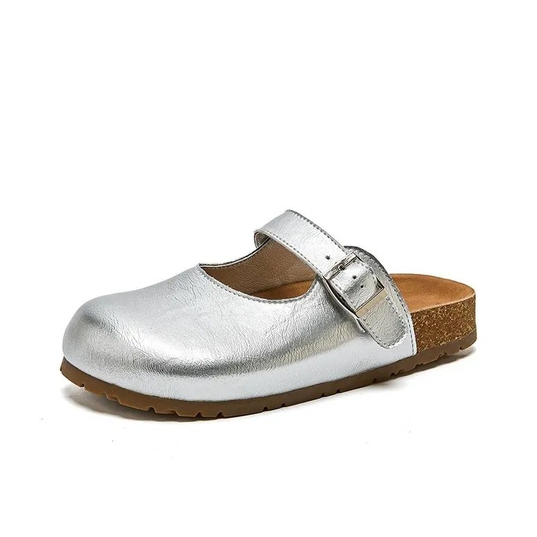 Mr.shang Abrasion Resistant Closed Toe Slippers Women's Silver-0