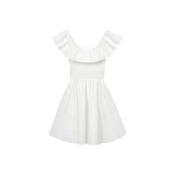 Mu Xiao Xin Short Sleeved Dress Women's White