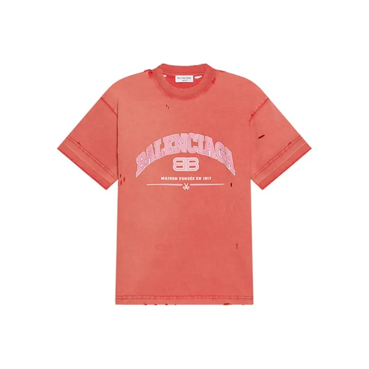 Balenciaga Women's Maison Balenciaga Medium Fit T shirt Red-0