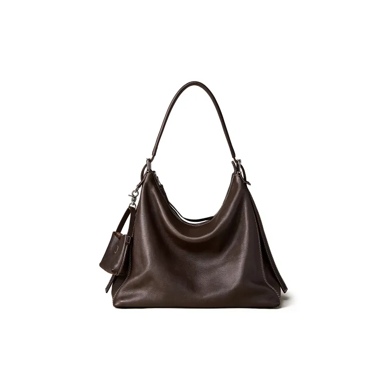KAISER Top Grain Vegetable Tanned Cow Leather Tote Bag, Shoulder Bag Women's Black/Coffee-8