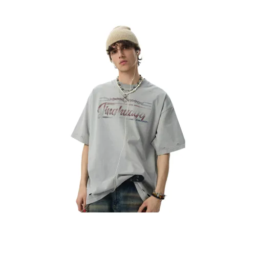 JHYQ T Shirt Unisex Distressed Asphalt Gray