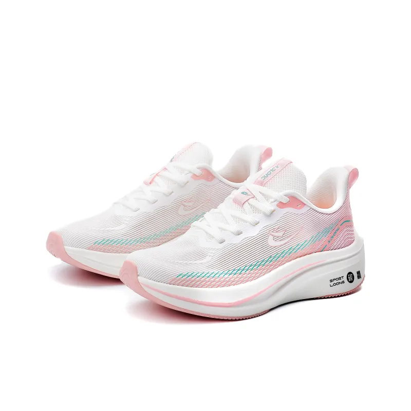 XIDELONG Cushioning Slip Resistant Low Top Carbon Plate Casual Running Shoes Women's White Pink-1