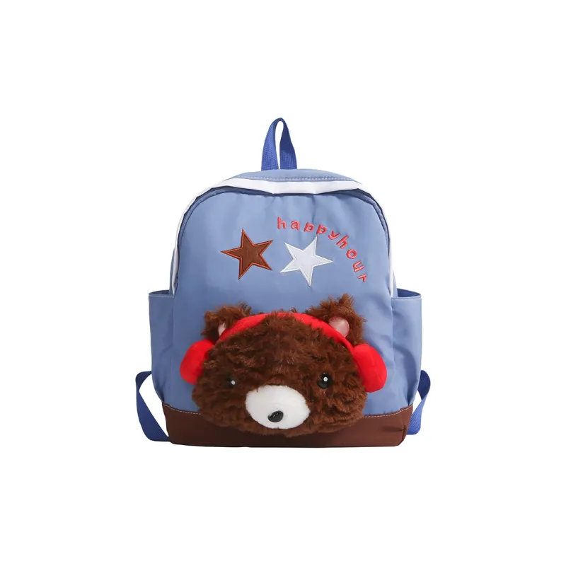BUBM Nylon Fabric Backpack Unisex White/Red/Royal Blue/Pink-6