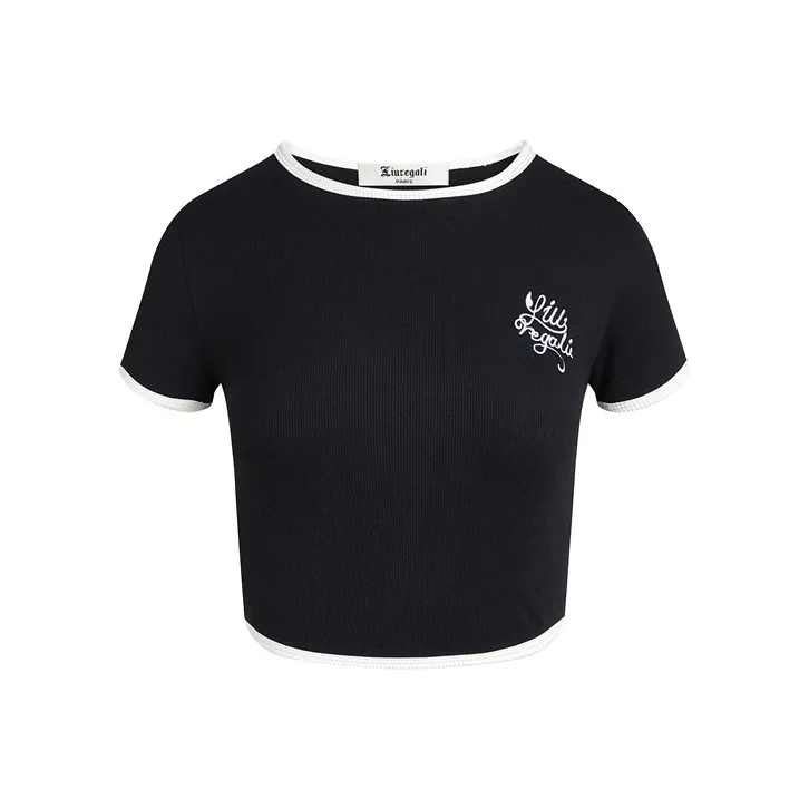 LIUREGALI Crop Tops Women's Black-0