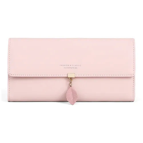 PT'SON Cow Leather Wallet Women's Pink