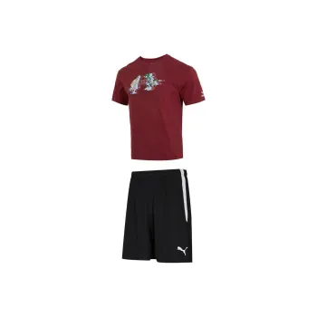 PUMA Casual Sportswear Men Set Burgundy T-Shirt+Black Shorts